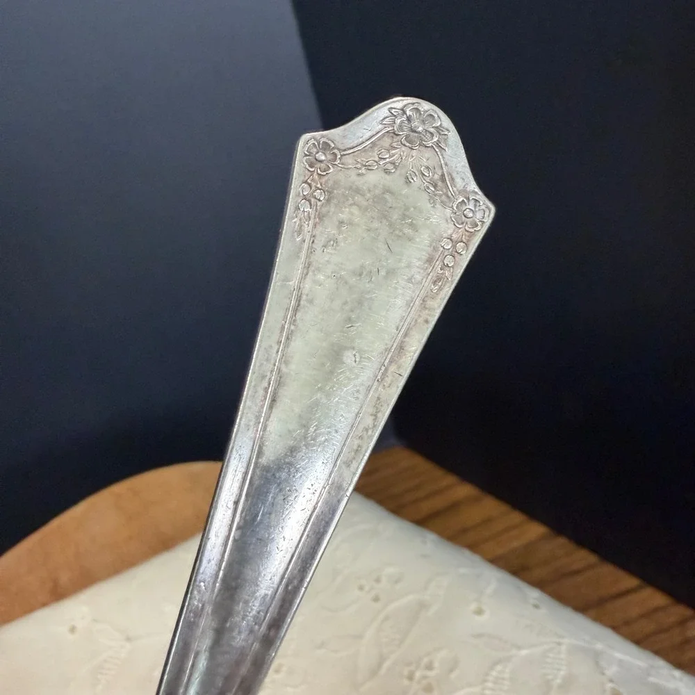 Oneida Community Ariel Heather Silverplate Gravy Ladle Vintage Floral 6‎ Inch